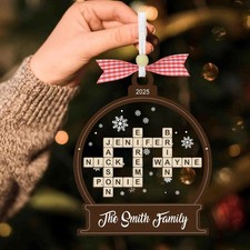 Custom Family Names Christmas Ornament, Personalized Holiday Tree Hanging