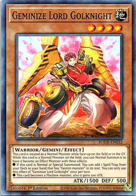 Geminize Lord Golknight BODE-EN032 Yu-Gi-Oh! Card NM 1st Edition