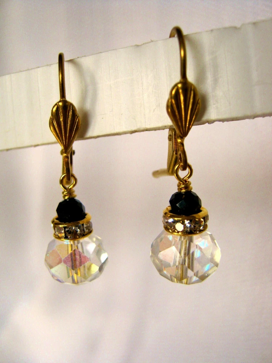 Bronze Crystal Earrings Yellow Gold