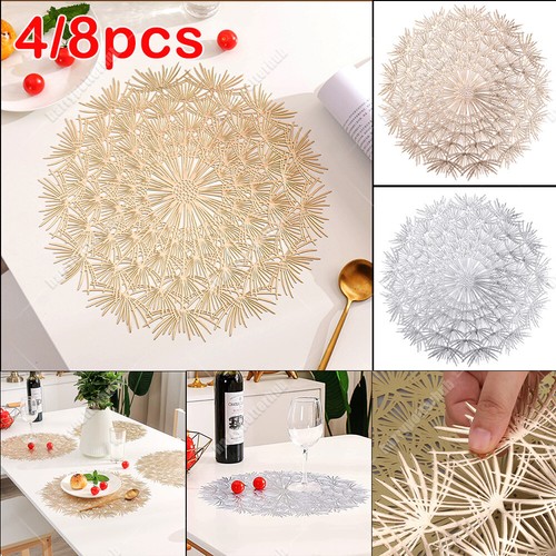 4/8/12x Placemats Set Round PVC Place Table Mats Washable Heat Resistant Wedding - Picture 2 of 34