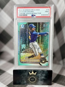 Jackson Chourio 2022 Bowman Chrome 1st Aqua Mojo Refractor /225 PSA 9 #BCP79 MIL