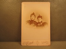 Victorian Antique Cabinet Card Family Photo of Two Sisters, Young Women