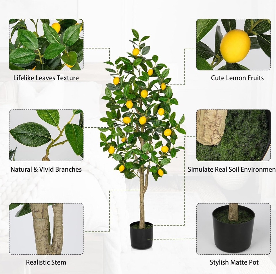 Lemon Tree Large Realistic Artificial Pot Fake Garden Outdoor Plant