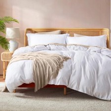 White Duvet Cover Queen Size - Soft Double Brushed Queen Duvet Cover Set