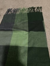 MARICES, SCARF, GREEN/GRAY, PLAID,FRINGED