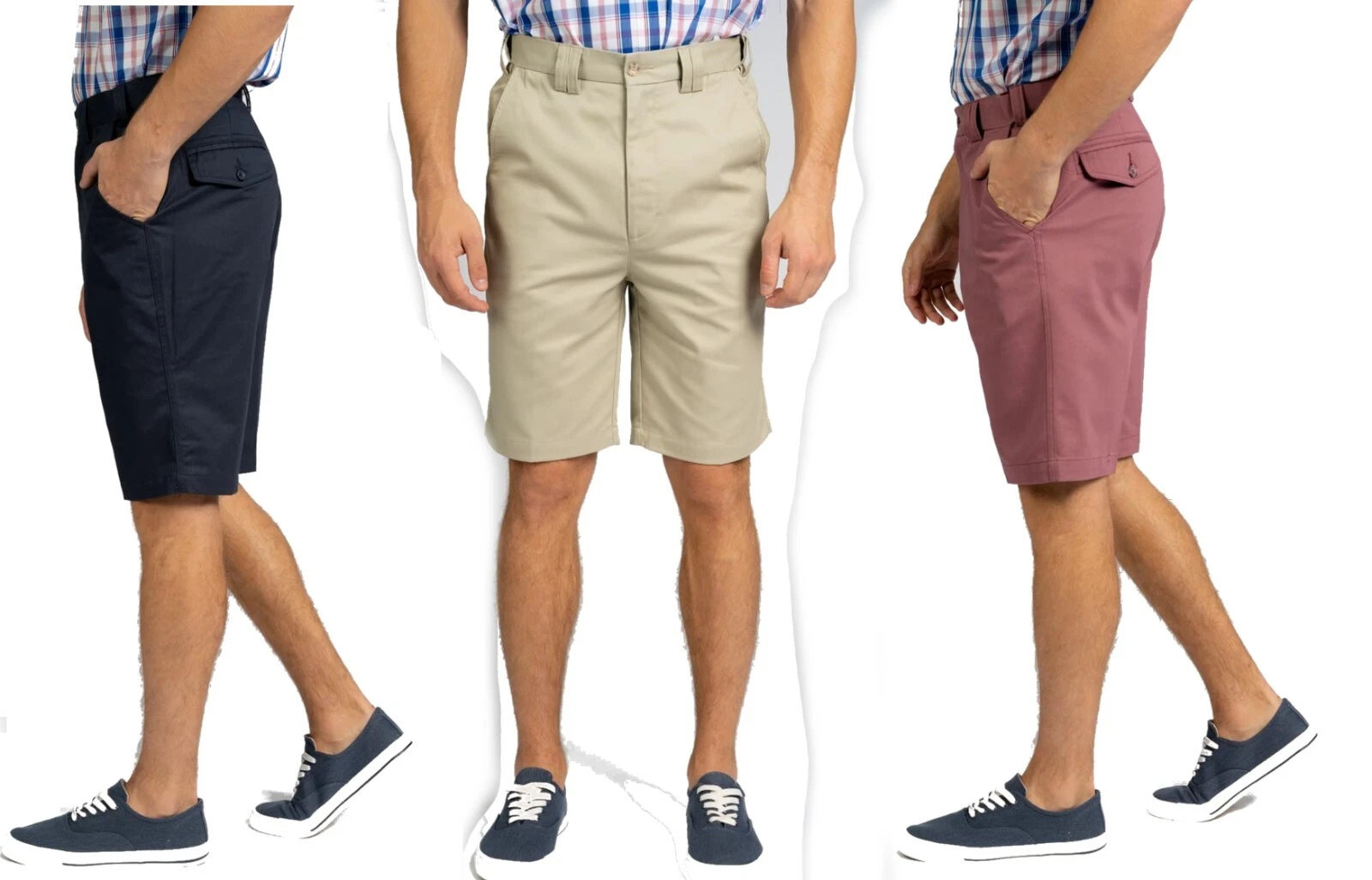 Carabou Summer Chino Shorts Cotton Classic Fit Self-Adjusting Stretch Waist