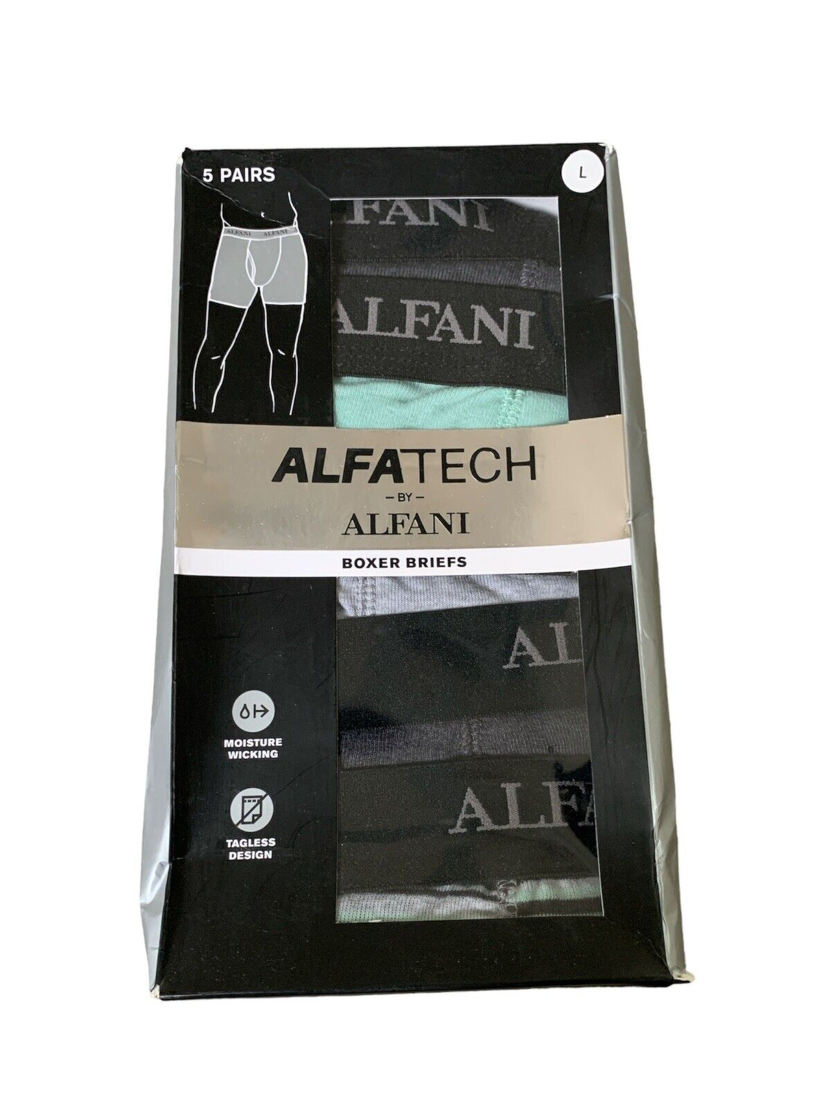 Нижнее белье-боксер ALFATECH BY ALFANI Intimates 5 упаковок из смеси хлопка цвета морской волны M 5490₽