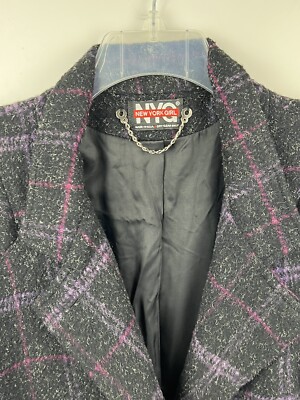 Vintage 90s New York Girl Coat 10 Double Breasted Tweed Wool
