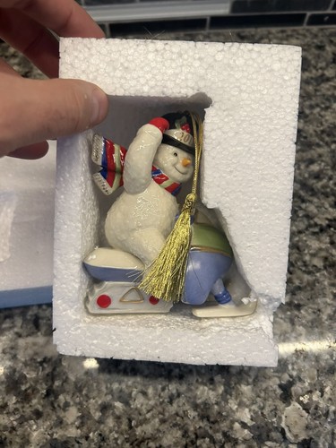 Lenox 2013 Annual Snowmobiling Snowman Christmas Ornament Blue Snow #833353 - Picture 5 of 7