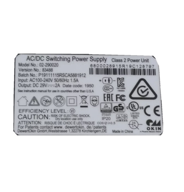 Okin AC/DC Adapter 02-290020 Switching Power Supply 68000289 Tempur ...