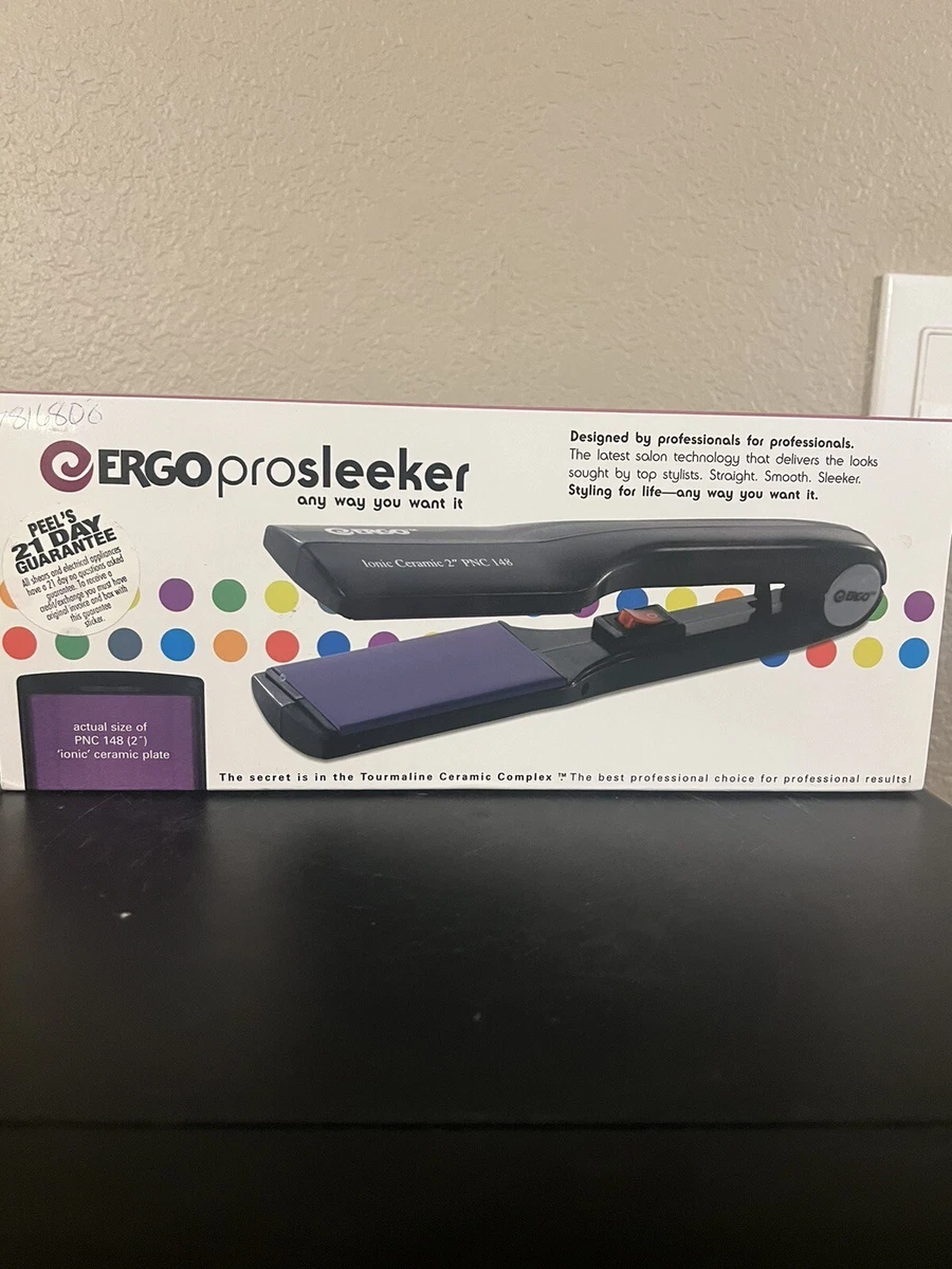 NIB ERGO ProSleeker 2 Tourmaline Ceramic Hair Straightener Iron