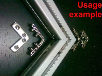 Aluminum T-slot profile 90 deg inside E+C flat connector 40x40-8mm, 2-set