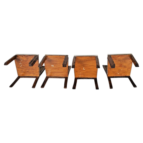 Dollhouse Miniature Faux Bamboo Mid Century Modern 8 Piece Dining Set 1:12 - Picture 14 of 23