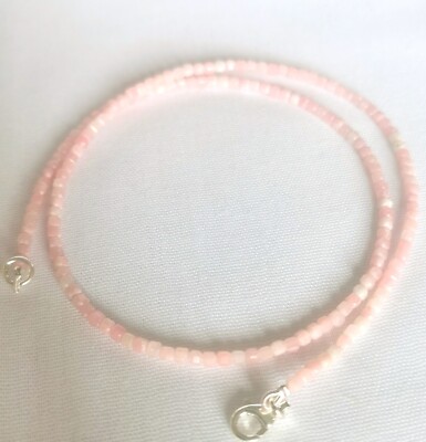 Anden Opal Kette - 925er Silber - 28 Karat - 45 cm - facettiert - Würfel - Pink