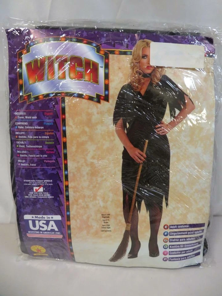 Disfraz de bruja para adulto Halloween vestido negro para mujer talla única para la mayoría de los rubíes Foto 2 de 3