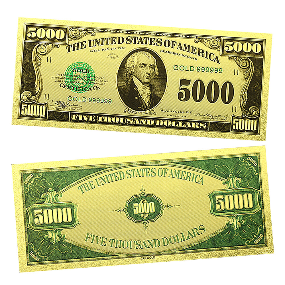 Collectibles 10pcs with Envelope US 5000 Dollars Gold Foil Plastic ...
