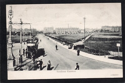 Postkarte Southsea Common bei Portsmouth Hampshire Straßenbahn frühe Ansicht von Terry