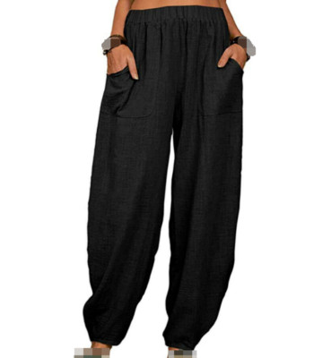 Summer Womens Ladies Cotton Linen Baggy Casual Harem Pants Trousers Plus Size