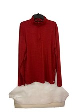 Men's Tek Gear DryTek 1/4 Zip Mock Neck Pullover Size L Long Sleeve RED