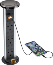 Knightsbridge SK9909BN IP54 3G Pop-up Socket w/ Dual USB Charger A+C Fastcharge