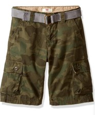 New Levis Boys Youth Camouflage Cargo Shorts with Belt Size 18 Reg Waist 29