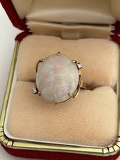 Stunning Vtg 14k gold, 6.7 Ct Opal & Diamond ...