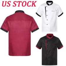 Mens Jacket Women Uniform Buttons Workear Cook Chef Shirt Kitchen Clothes Top