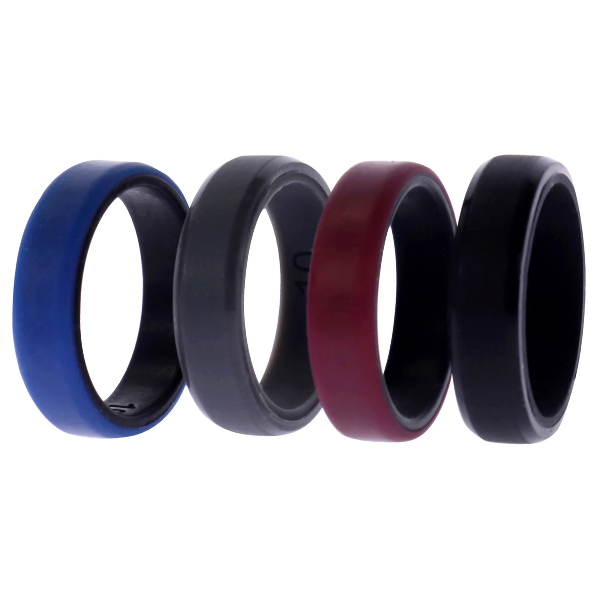 ROQ Silicone Wedding 6mm Brush 2Layer Ring Set Bordo 4 x 10 mm