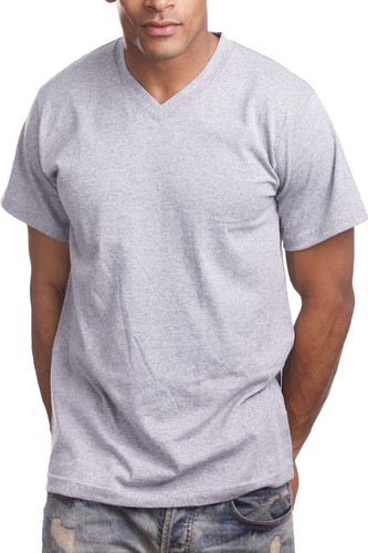 HEATHER GRAY SHORT SLEEVE V-NECK T 
