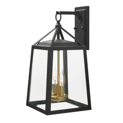 HDC L-19905BKBRASS Blakeley Black and Brass Hardwired Outdoor Wall Lantern