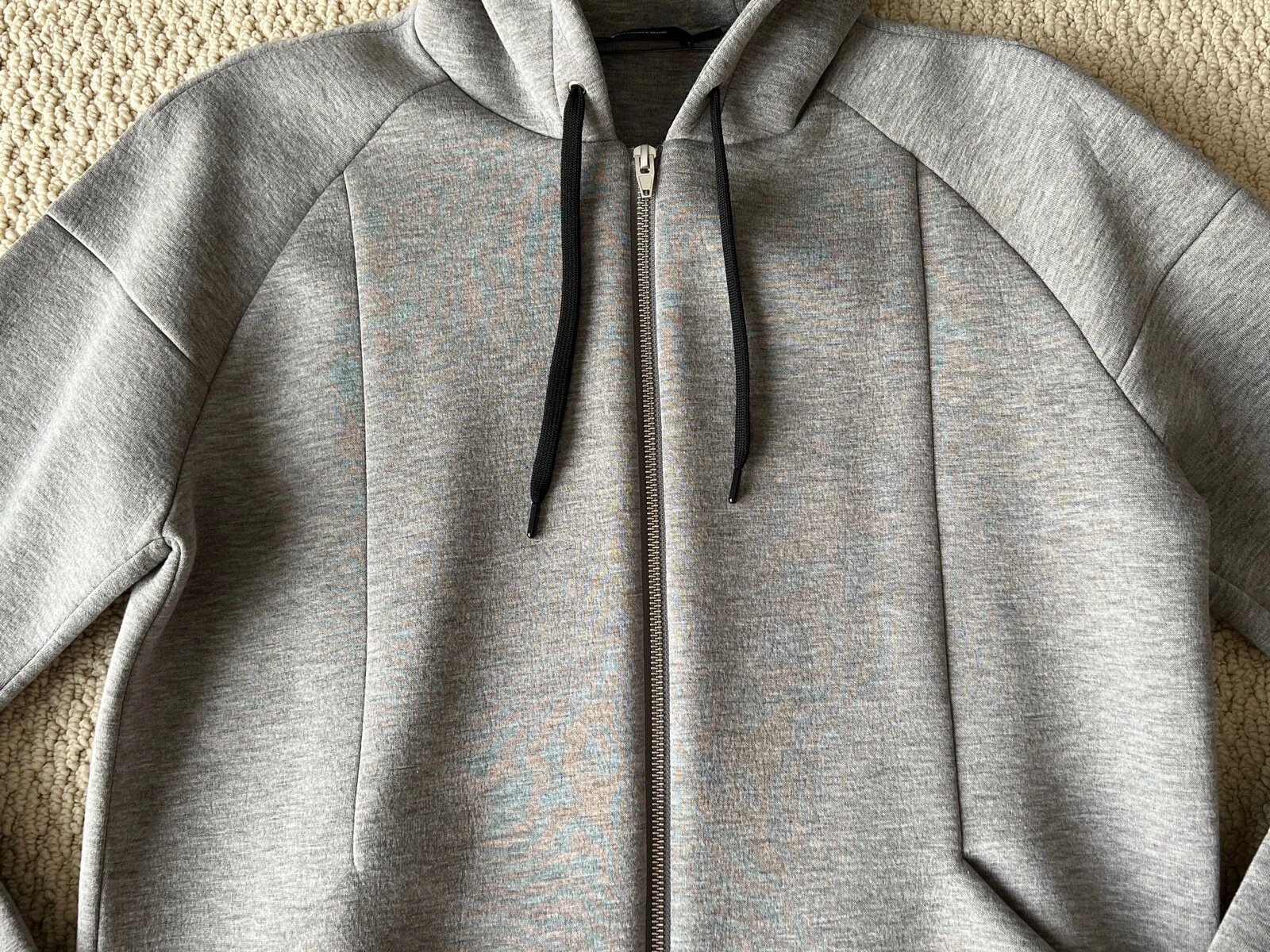 Giacca con cappuccio anteriore nuova T di Alexander Wang Heather grigio con cerniera taglia S $495