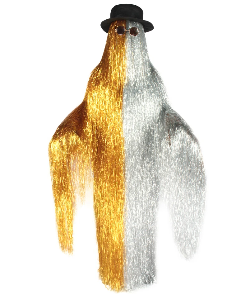 HPO Adult Dapper Creature Playboy Tinsel Costume with Wig for Halloween Cosplay - Image 2 of 4