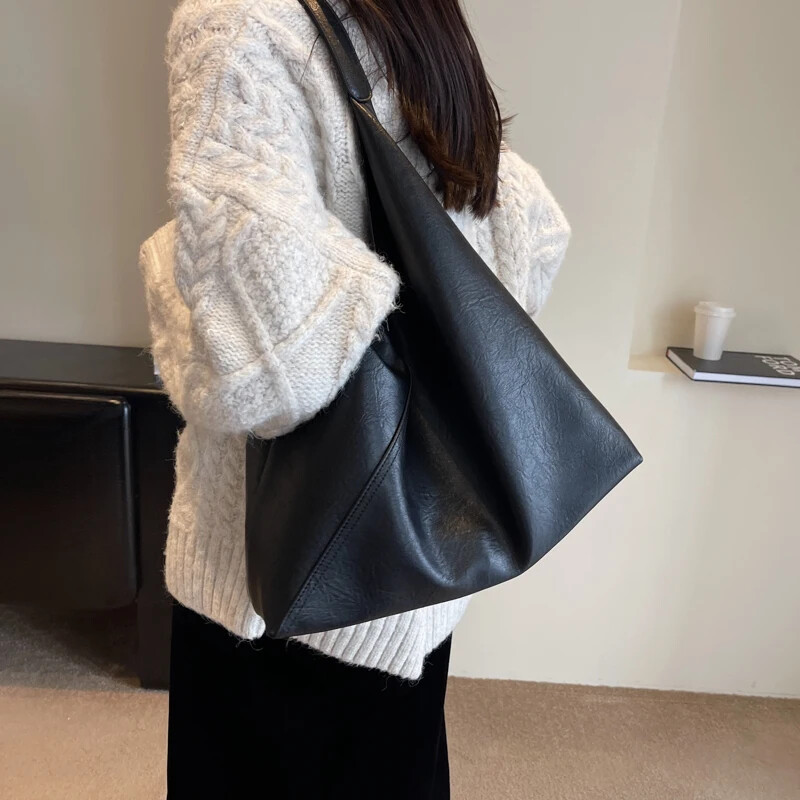 Leather Shoulder Bag Women Underarm Hobo Bag Handbags