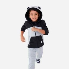  45 Cubcoats Papo the Panda Zip-Up Hoodie  Black  Grey  Size 2