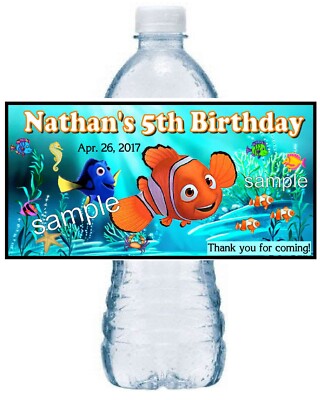 20 ~  FINDING NEMO DORY BIRTHDAY PARTY FAVORS WATER BOTTLE LABELS