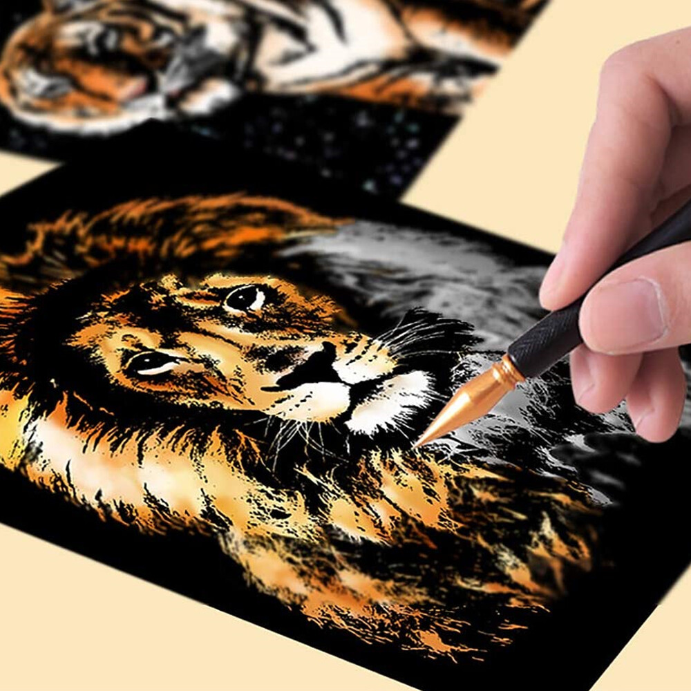 Rainbow Scratch Art Painting Paper A4 for Kids & Adults, Art Craft 4PCS