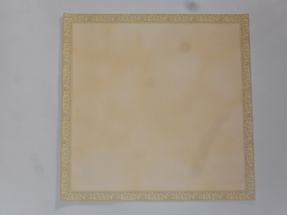5 feuilles papier scrapbooking (fond beige liseré rose) 110g/m² (30,2X30,2cm) - Photo 1/1