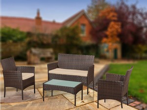 rattan garden furniture set 4 piece chairs sofa table outdoor patio set
