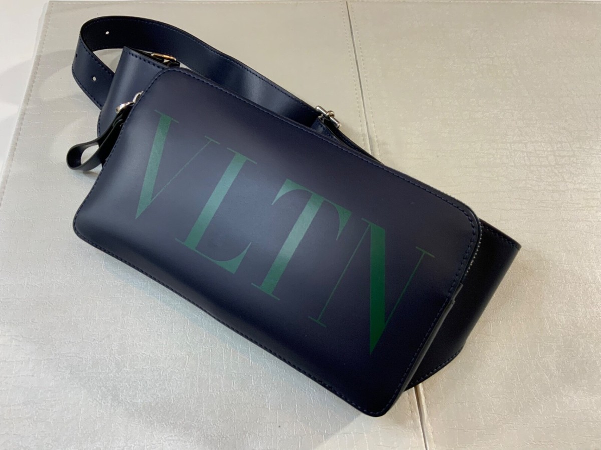 Valentino Garavani Blue Leather VLTN Logo Belt Bag | eBay