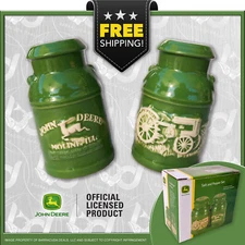Officially Licensed John Deere Raised-Relief Milk Can Stoneware Salt Pepper Set