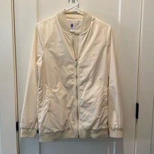 Ladies Joy Clean Boss Full Zip Jacket with Gold Color Zipper. Cream Color.