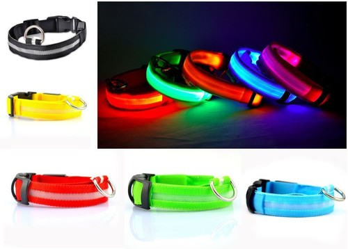 LED Glow Collar Dog Puppy Pet Flashing Light Safety Glow In The Dark FAST POST - Picture 70 of 81
