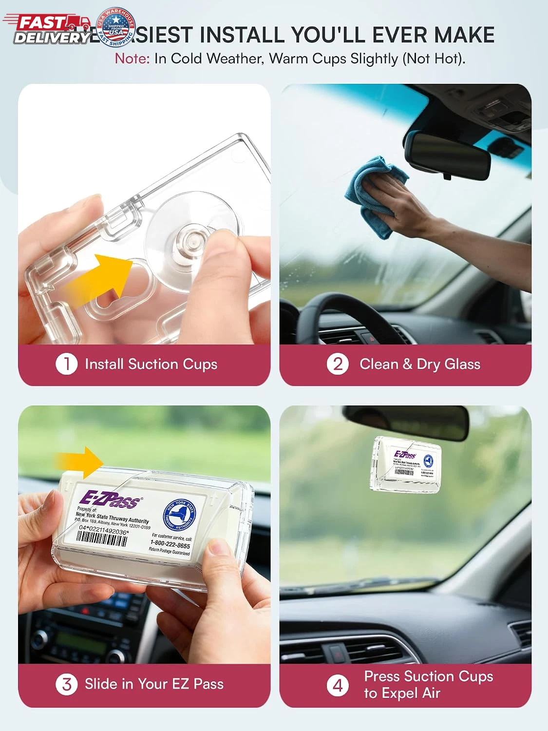 EZ Pass Holder for Windshield: Toll Tag Transponder 1-Pack, Clear - product detail image 6