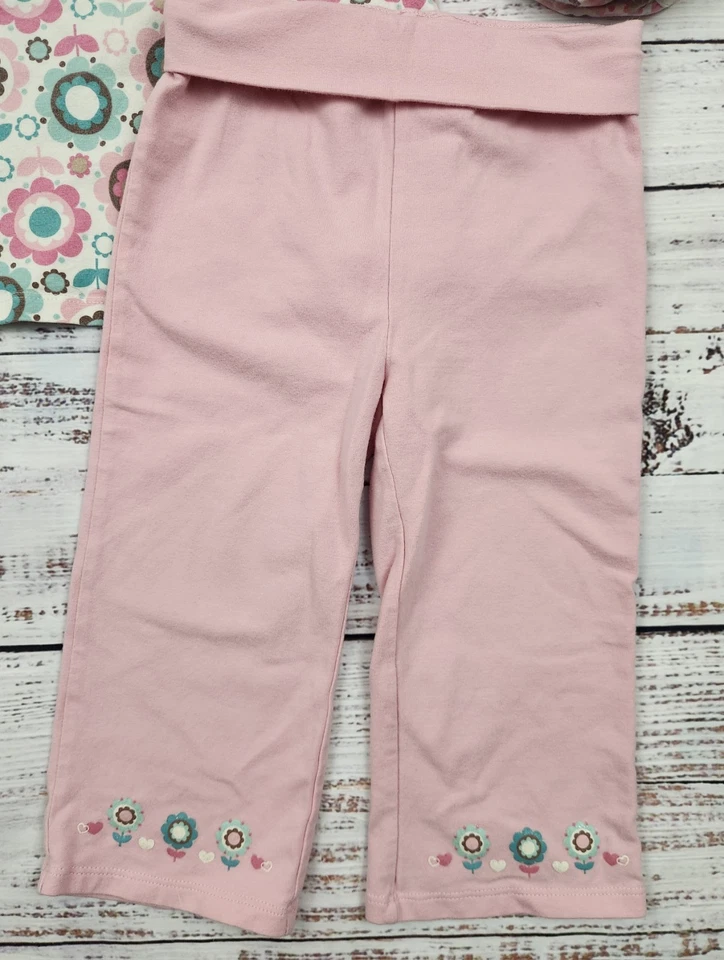 Y2K винтажный Greendog цветочный длинным рукавом Топ и розовый йога брюки комплект • размер 24 месяцев - Изображение 3 из 4