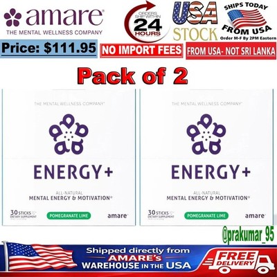 2 Pack Amare Global Energy+ Pomegranate Lime 30 Sticks - New! Exp. 06/2027  