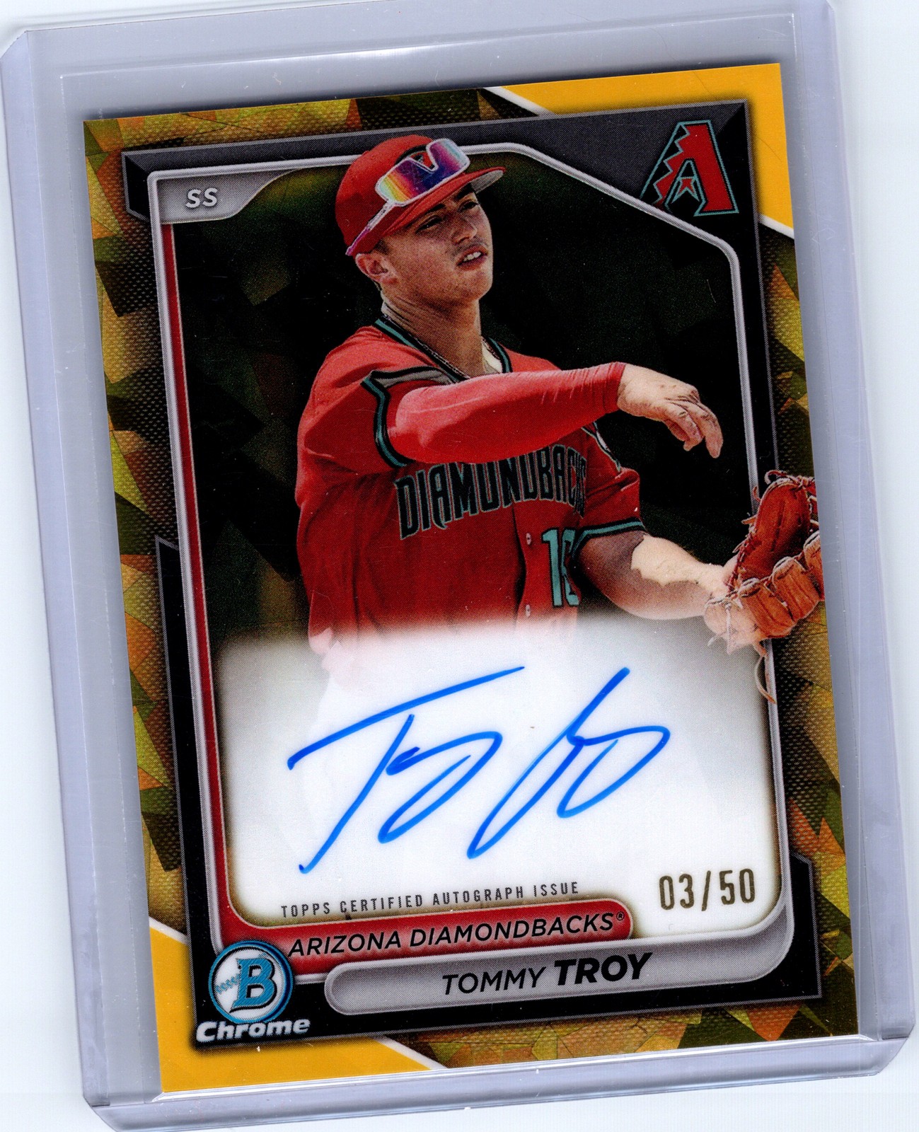 2024 Bowman Sapphire Edition #BSPA-TT Tommy Troy Chrome Prospect Auto Gold #/50