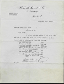 1925 NY F. M. Lockwood & Co. Stocks and Bonds Holdings Letter