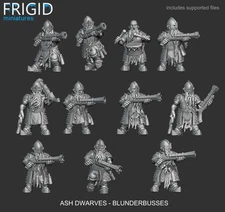 Evil Chaos Ash Dwarf Blunderbusses 28mm X10 Fantasy Dwarfs By Frigid
