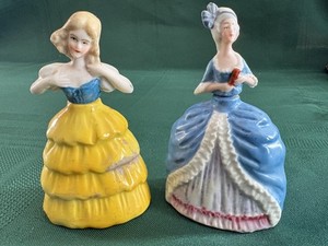 2 Antique German Victorian Lady Perfume Scent Bottles Dauber