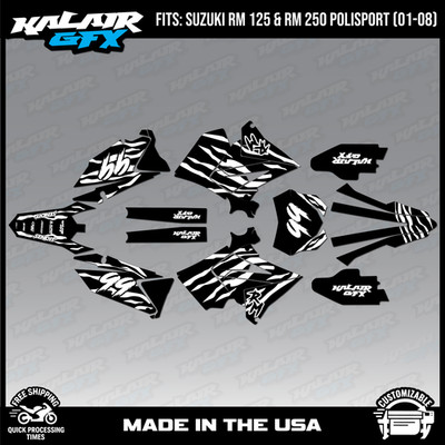 Graphics Kit for SUZUKI RM125 250 2001-08 POLISPORT RESTYLE Raid - WHITE